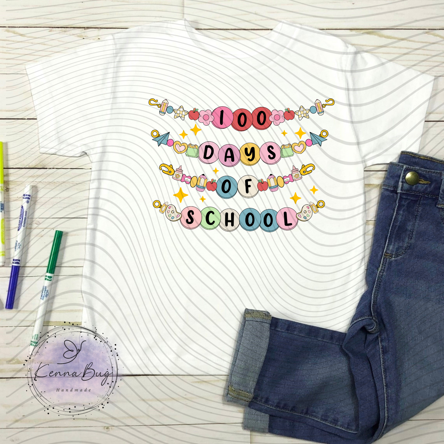 100 Days of School, Bracelets, DTF Transfer, Ready to Press, Shirt Transfer, Heat Transfer, Direct to film Transfer