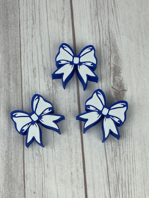Cheer Bow, Straw Topper, 3D Printed, Blue and White