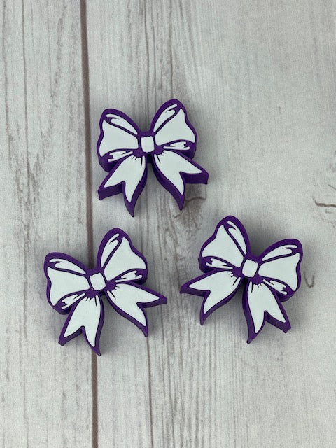 Cheer Bow, Straw Topper, 3D Printed, Purple and White