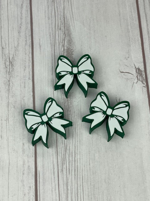 Cheer Bow, Straw Topper, 3D Printed, Green and White