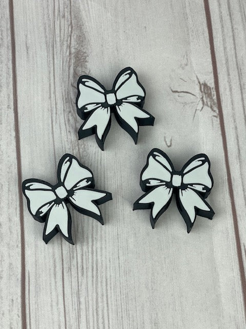 Cheer Bow, Straw Topper, 3D Printed Black and White