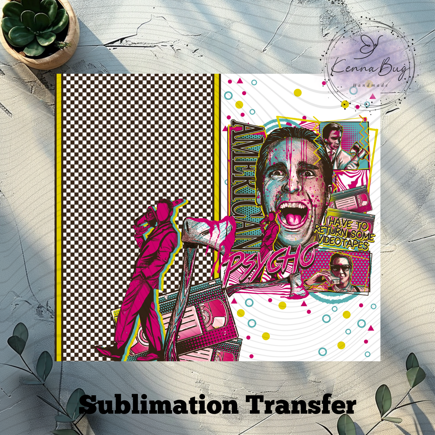 American Psycho, Horror Movie, Sublimation Tumbler Transfer, 20 oz Tumbler Wrap, Ready to press, Heat Transfer, Sublimation Cup Wrap