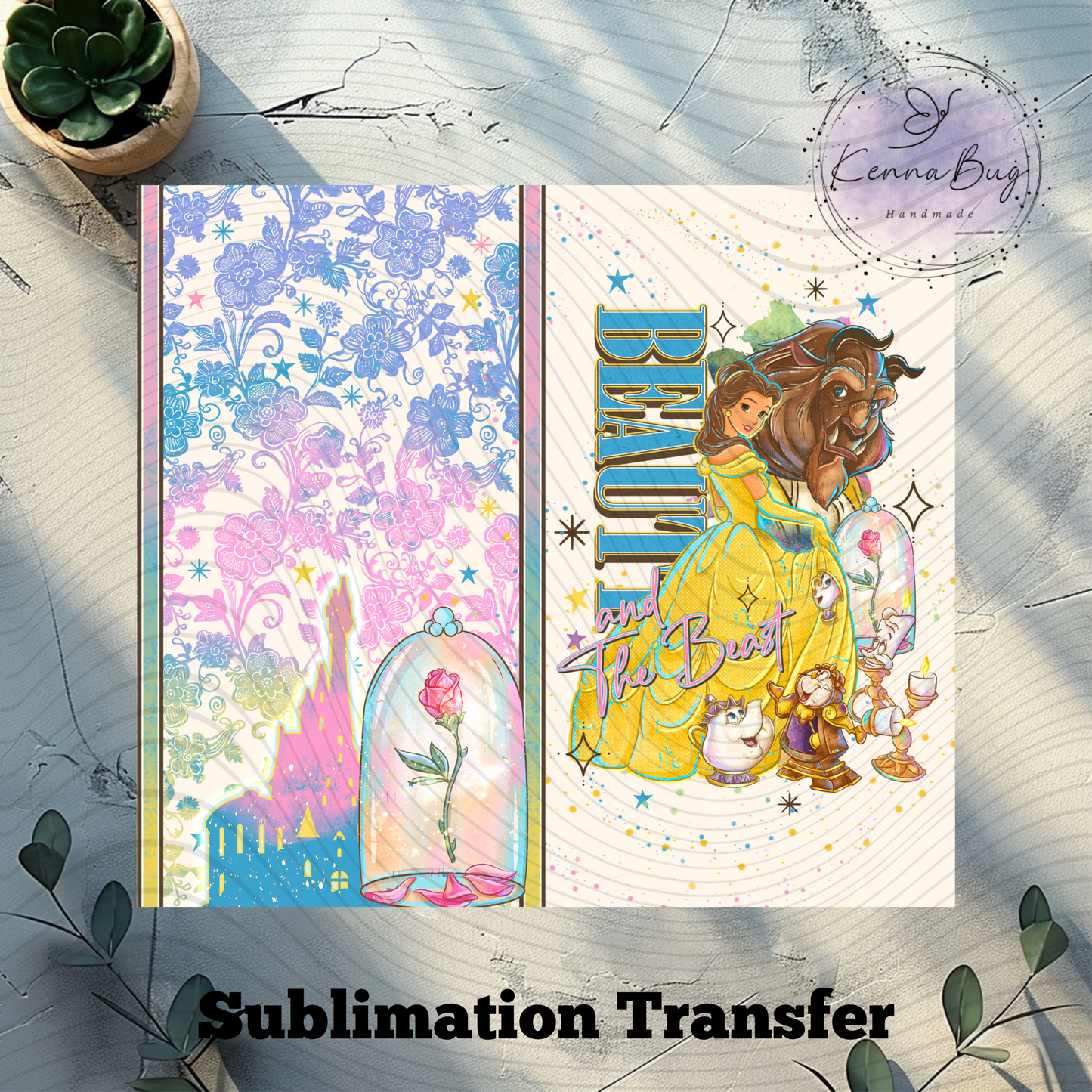 Beauty, Princess, Cartoon, Movie, Sublimation Tumbler Transfer, 20 oz Tumbler Wrap, Ready to press, Heat Transfer, Sublimation Cup Wrap