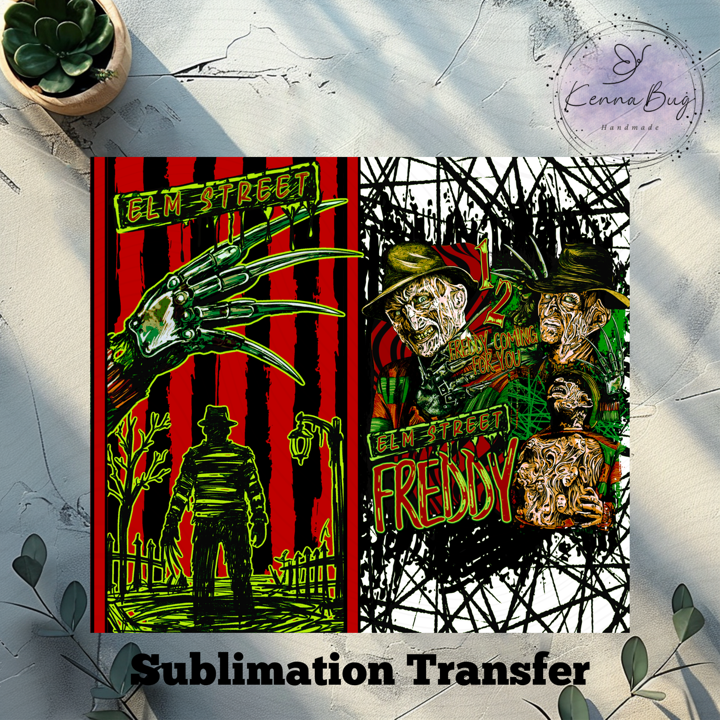 Freddy, Nightmare, Horror Movie, Sublimation Tumbler Transfer, 20 oz Tumbler Wrap, Ready to press, Heat Transfer, Sublimation Cup Wrap