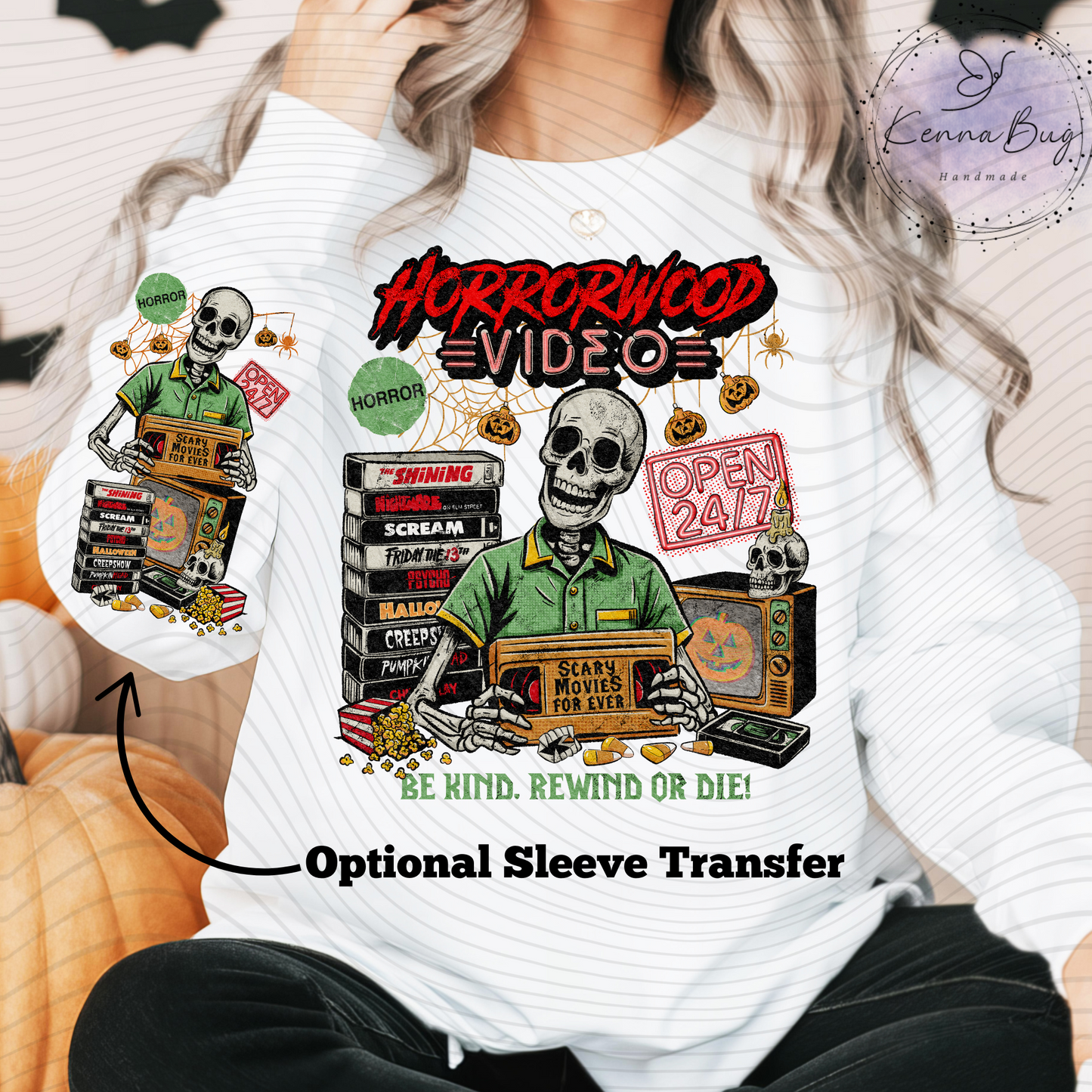 Horrorwood Video, Horror Movies, VHS, Skeleton, DTF Transfer, Ready to Press, Shirt Transfer, Heat Transfer, Direct to film Transfer