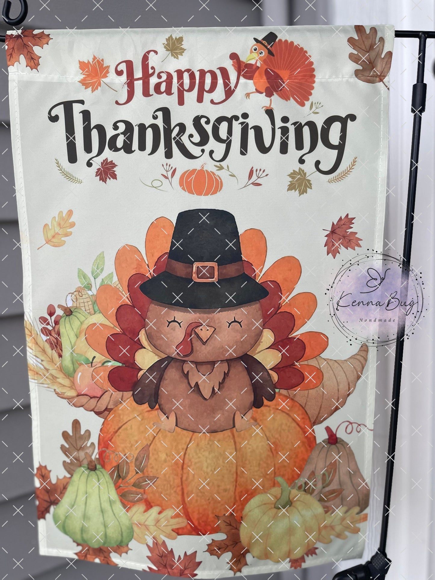 Happy Thanksgiving, Garden Flag, Turkey, Holiday flag, Yard Flag