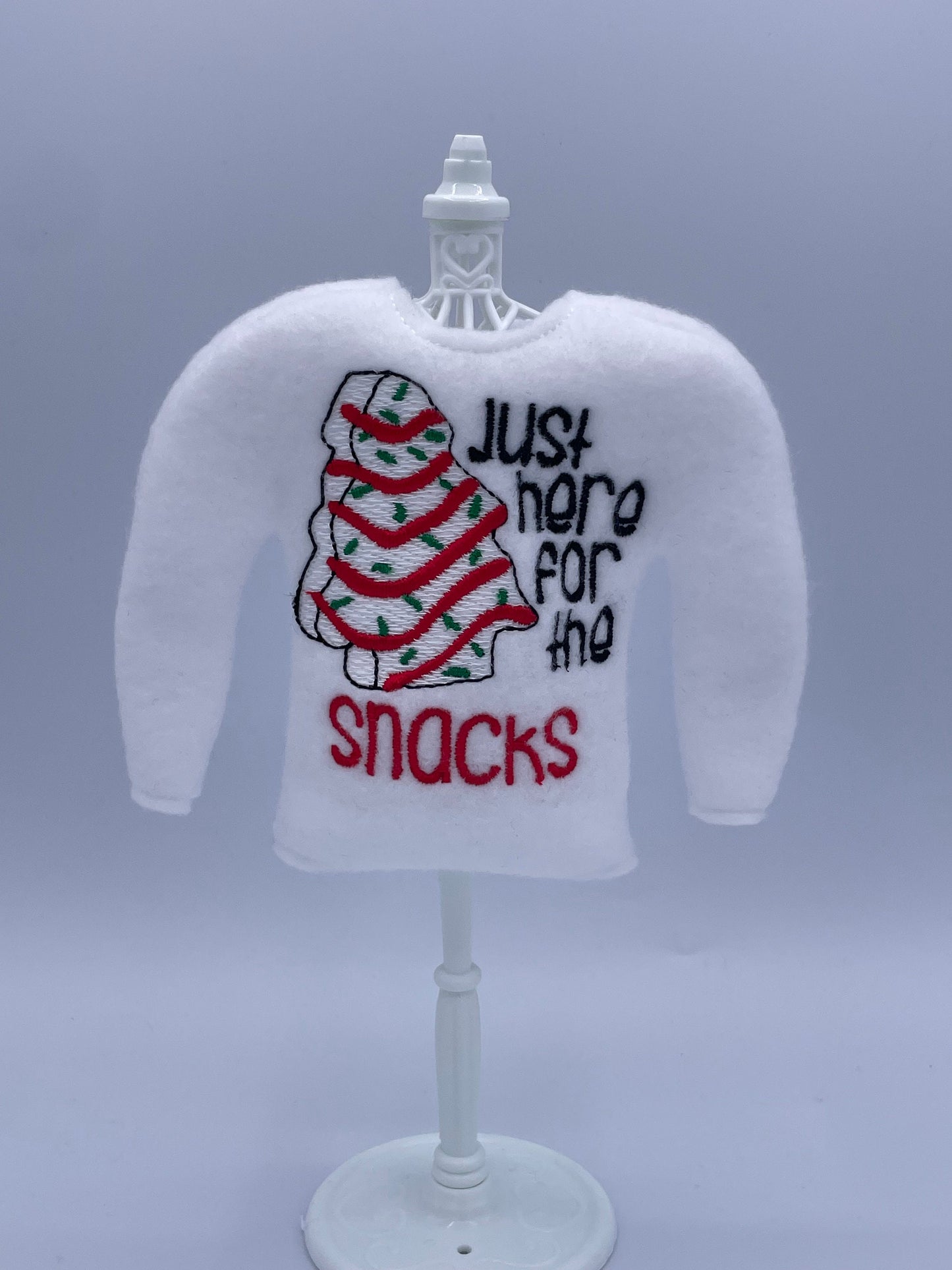 Just here for the snacks, Christmas Cakes, Elf Sweater, Christmas Elf, Elf Costume, Elf Clothes, Elf Shirt, Elves, Doll Clothes