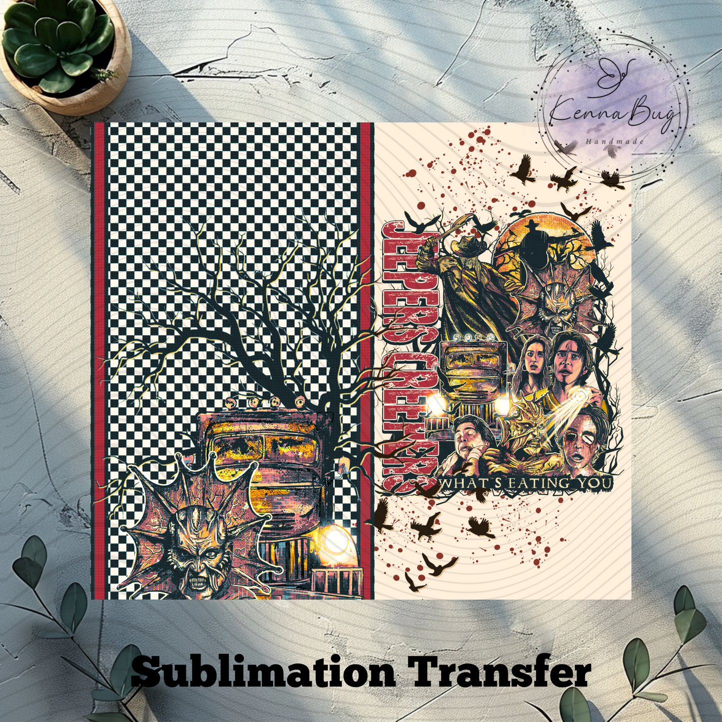 Jeepers Creepers, Horror Movie, Sublimation Tumbler Transfer, 20 oz Tumbler Wrap, Ready to press, Heat Transfer, Sublimation Cup Wrap