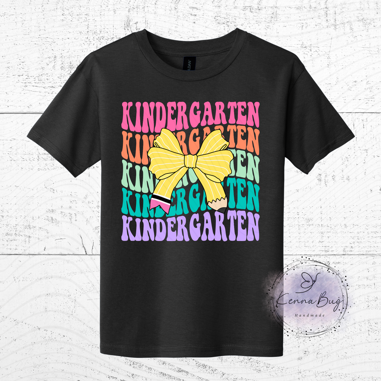 Kindergarten, Back to School, Pencil Bow, Custom T-Shirt, Pick your Color, Graphic Tee, Youth Gildan Soft Style, Kids