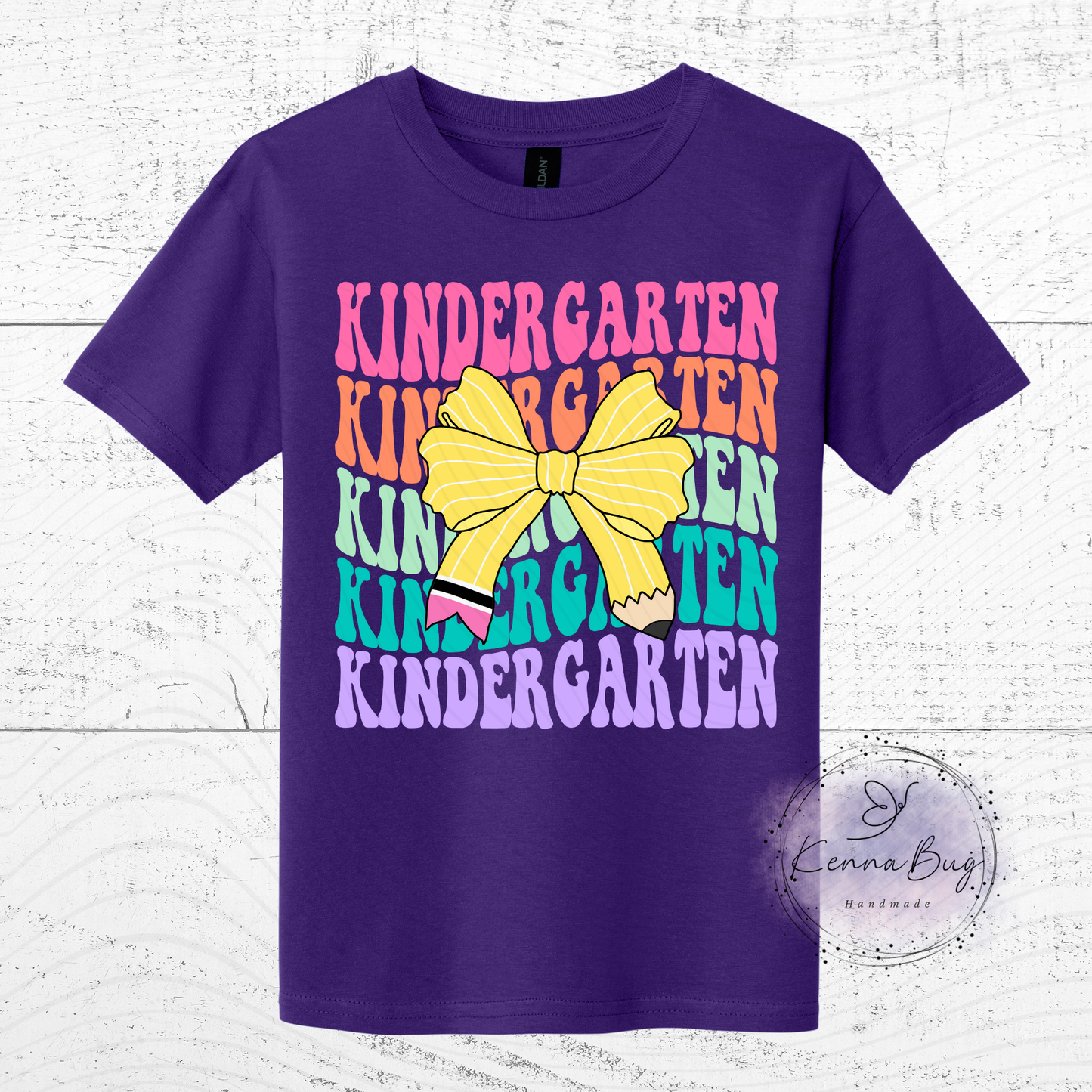 Kindergarten, Back to School, Pencil Bow, Custom T-Shirt, Pick your Color, Graphic Tee, Youth Gildan Soft Style, Kids