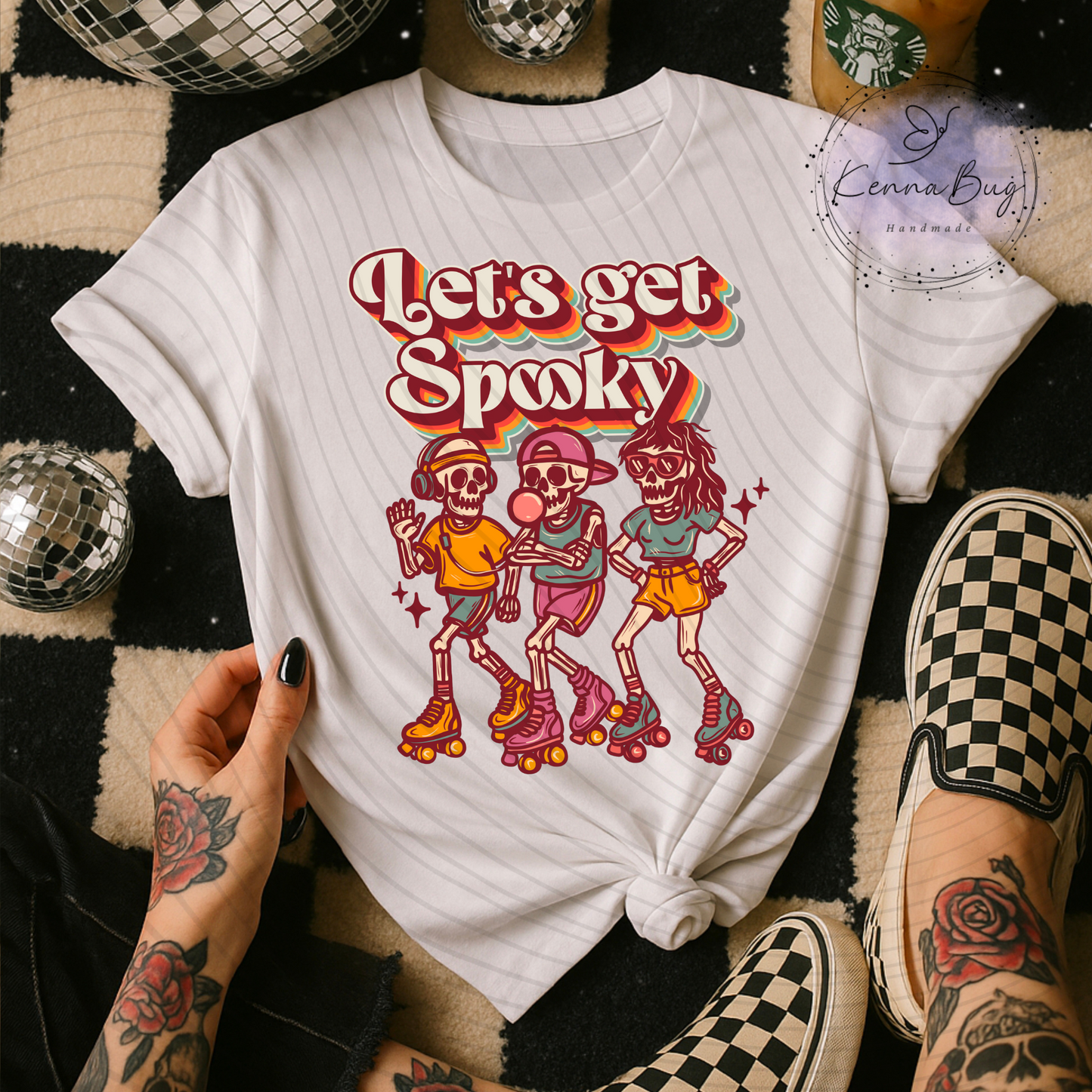 Let's Get Spooky, Skeletons, Roller Skates, Vintage, DTF Transfer, Ready to Press, Shirt Transfer, Heat Transfer, Direct to film Transfer
