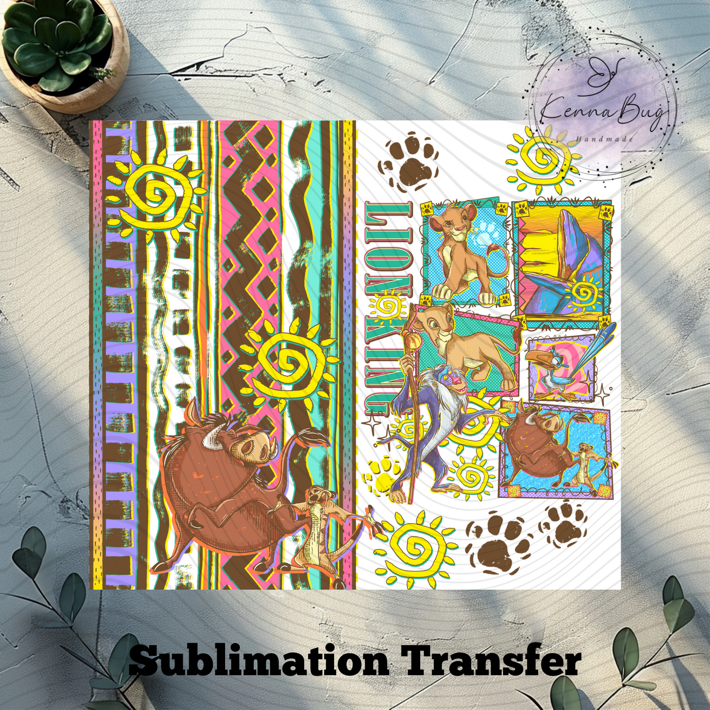 Lion Cartoon, Movie, Simba, Sublimation Tumbler Transfer, 20 oz Tumbler Wrap, Ready to press, Heat Transfer, Sublimation Cup Wrap