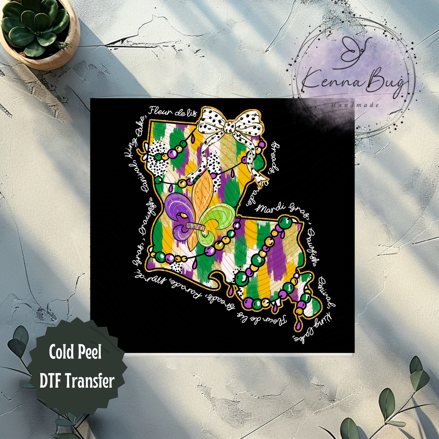 Louisiana, Mardi Gras, New Orleans, DTF Transfer, Ready to Press, Shirt Transfer, Heat Transfer, Direct to film Transfer