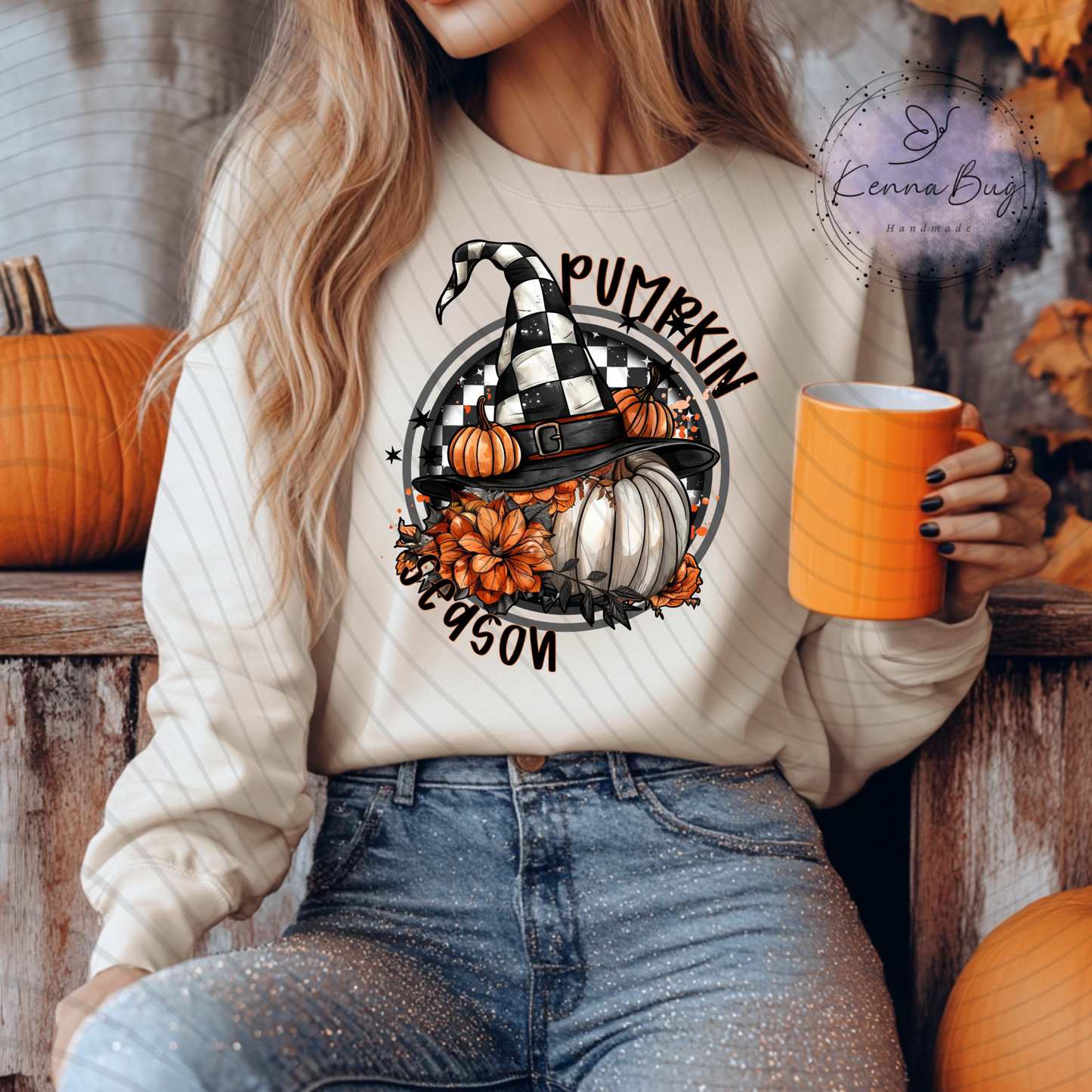 Pumpkin Season, Halloween, Fall, Checkered Witch Hat, DTF Transfer, Ready to Press, Shirt Transfer, Heat Transfer, Direct to film Transfer