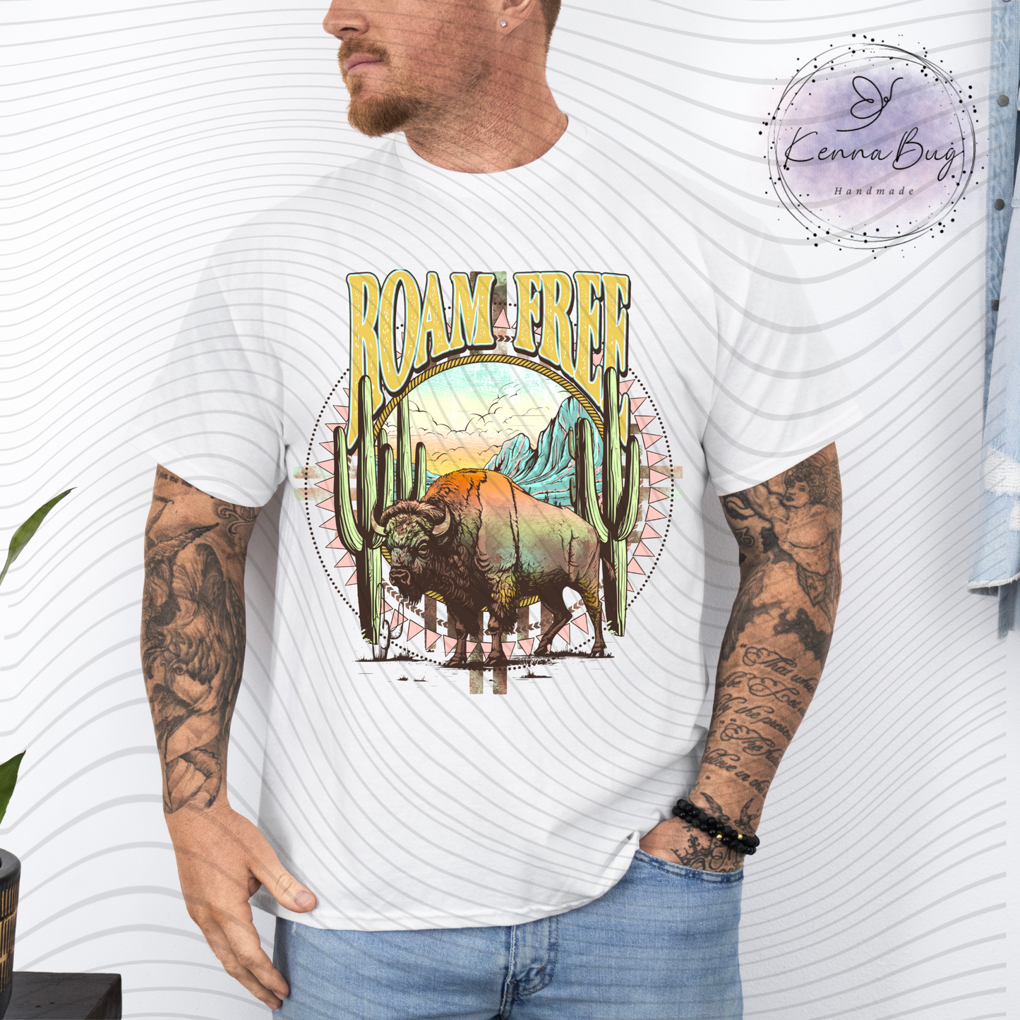 Roam Free, Bull, Desert, Cactus, Western, DTF Transfer, Ready to Press, Shirt Transfer, Heat Transfer, Direct to film Transfer