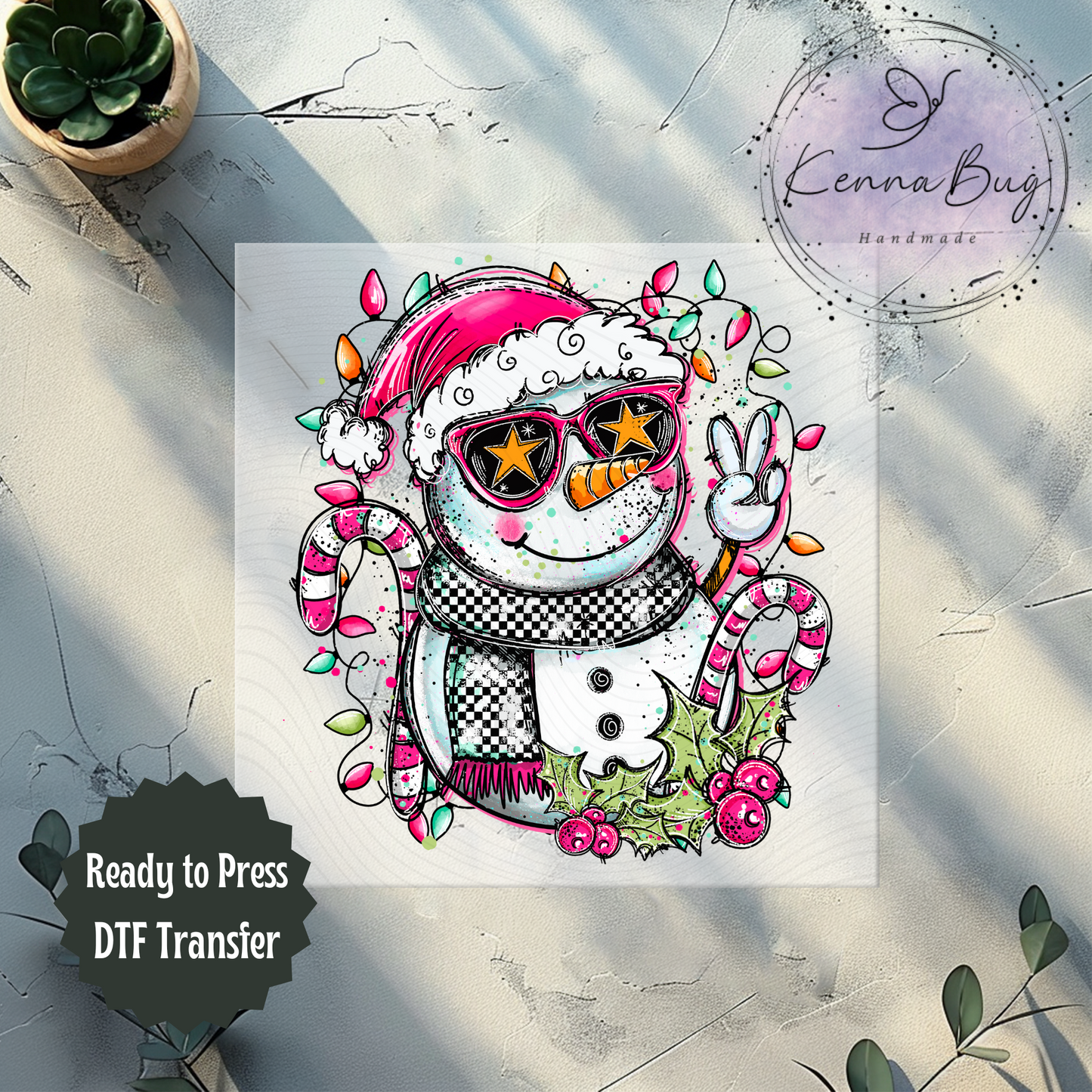 Snowman Doodle, Christmas Lights, Christmas, DTF Transfer, Ready to Press, Shirt Transfer, Heat Transfer, Direct to film Transfer