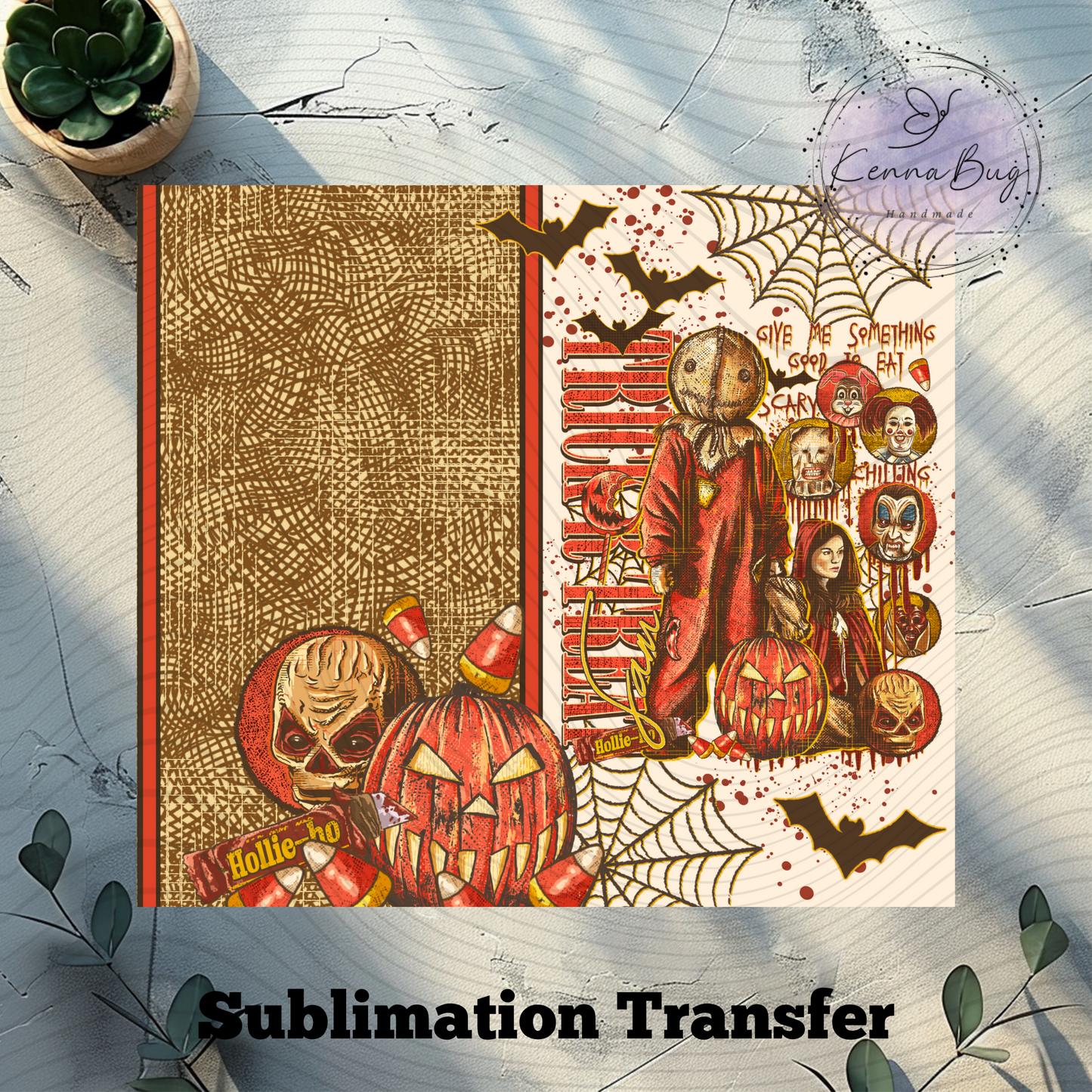 Trick or Treat, Sam, Characters, Horror Movie, Sublimation Tumbler Transfer, 20 oz Tumbler Wrap, Ready to press, Heat Transfer, Sublimation Cup Wrap