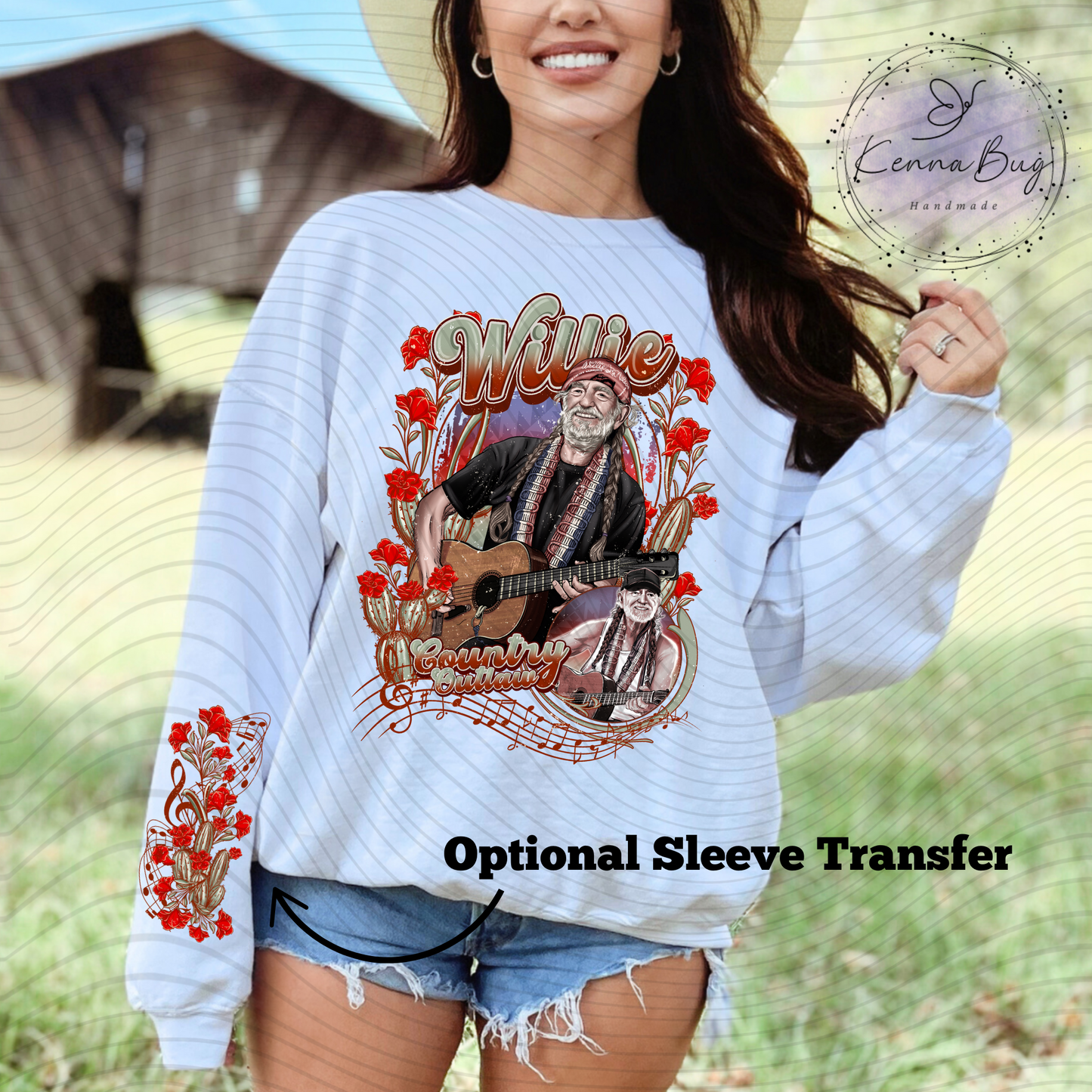 Willie, Flowers, Country Music, Singer, DTF Transfer, Ready to Press, Shirt Transfer, Heat Transfer, Direct to film Transfer