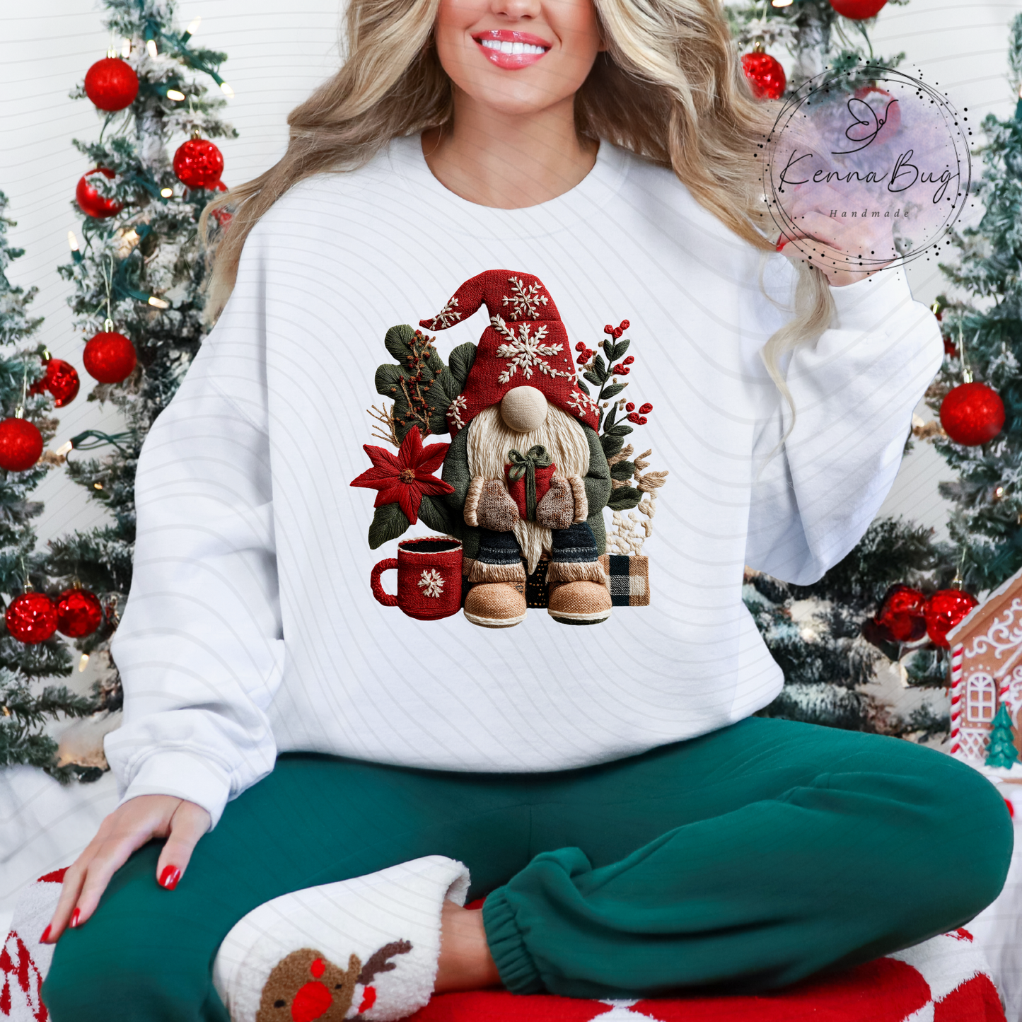 Faux Yarn, Faux Patchwork, Christmas Gnome, DTF Transfer, Ready to Press, Shirt Transfer, Heat Transfer, Direct to film Transfer