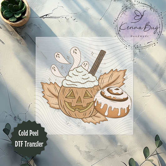 Fall Snacks, Treats, Halloween, Pumpkin, Coffee, Cinnamon roll, Fall Leaves, DTF Transfer, Ready to Press, Shirt Transfer, Heat Transfer, Direct to film Transfer