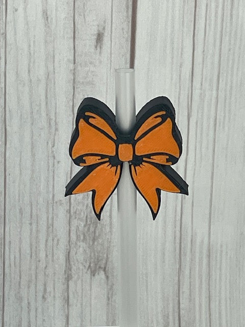 Cheer Bow, Straw Topper, 3D Printed, Black and Orange
