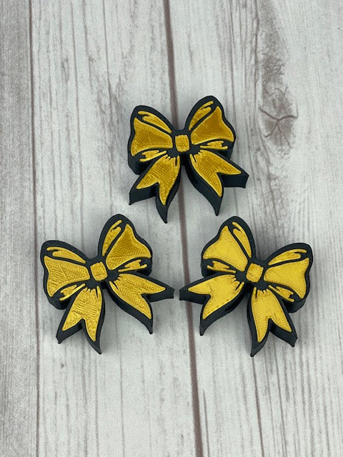 Cheer Bow, Straw Topper, 3D Printed, Black and Gold