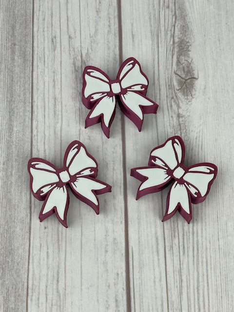 Cheer Bow, Straw Topper, 3D Printed, Maroon and White