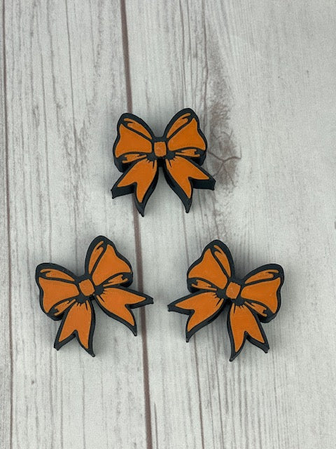 Cheer Bow, Straw Topper, 3D Printed, Black and Orange