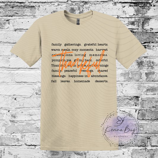 Thankful, Fall, Family, Custom T-Shirt, Pick your Color, Gildan Soft Style