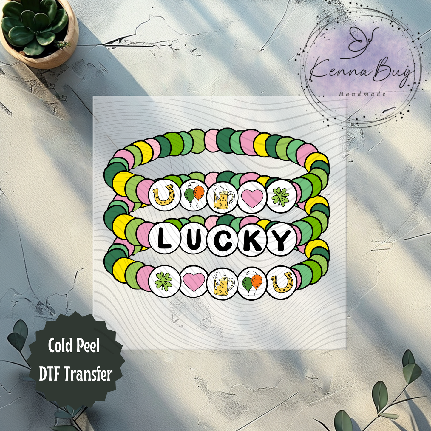 Lucky, Friendship Bracelet, St Patrick's Day, Adult, DTF Transfer, Ready to Press, Shirt Transfer, Heat Transfer, Direct to film Transfer