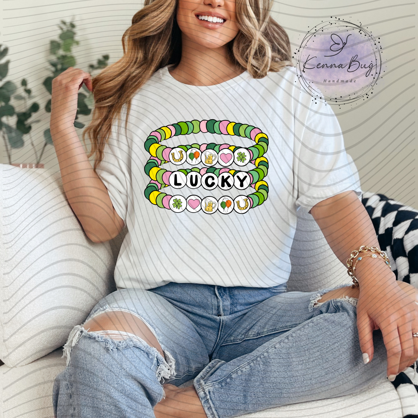 Lucky, Friendship Bracelet, St Patrick's Day, Adult, DTF Transfer, Ready to Press, Shirt Transfer, Heat Transfer, Direct to film Transfer