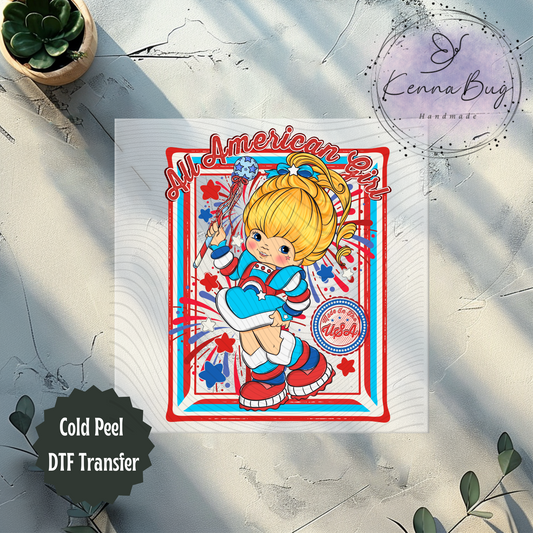 All American Girl. Brite Girl, 4th Of July, DTF Transfer, Ready to Press, Shirt Transfer, Heat Transfer, Direct to film Transfer