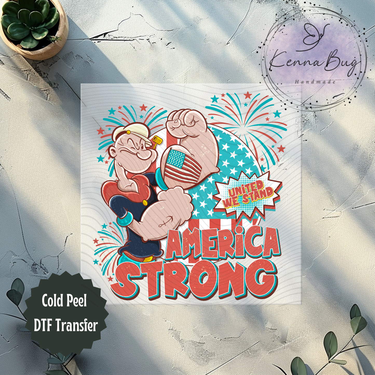 America Strong, 4th Of July, Cartoon, DTF Transfer, Ready to Press, Shirt Transfer, Heat Transfer, Direct to film Transfer