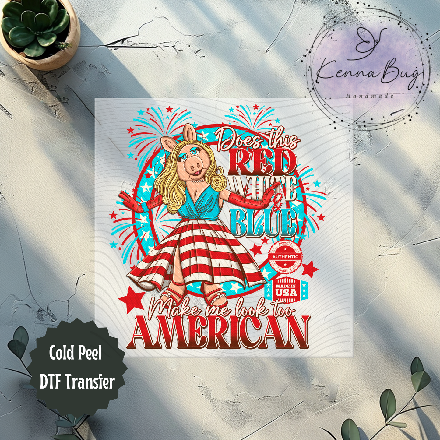 American Piggy, 4th Of July, DTF Transfer, Ready to Press, Shirt Transfer, Heat Transfer, Direct to film Transfer