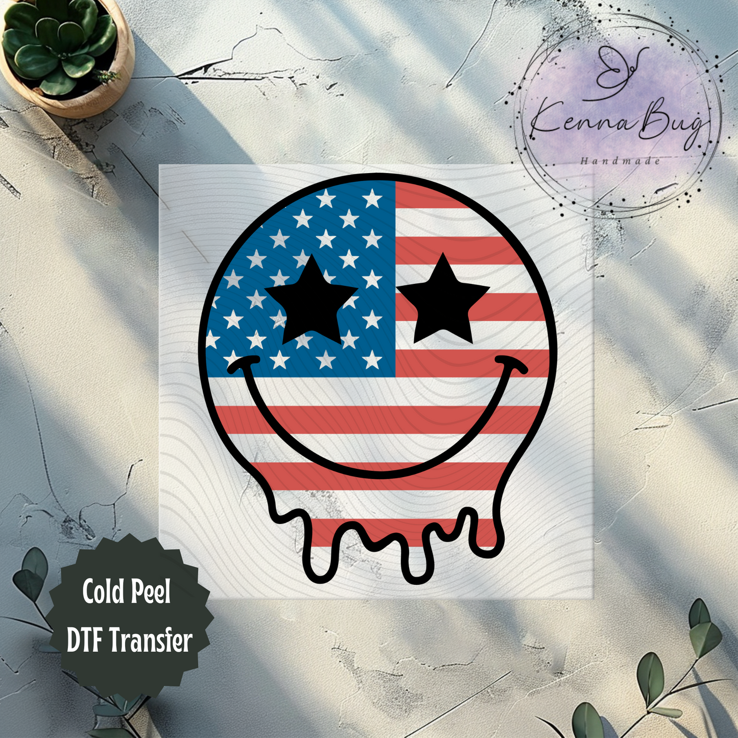 America, Retro Look, Smiley Face, 4th Of July, Patriotic, DTF Transfer, Ready to Press, Shirt Transfer, Heat Transfer, Direct to film Transfer