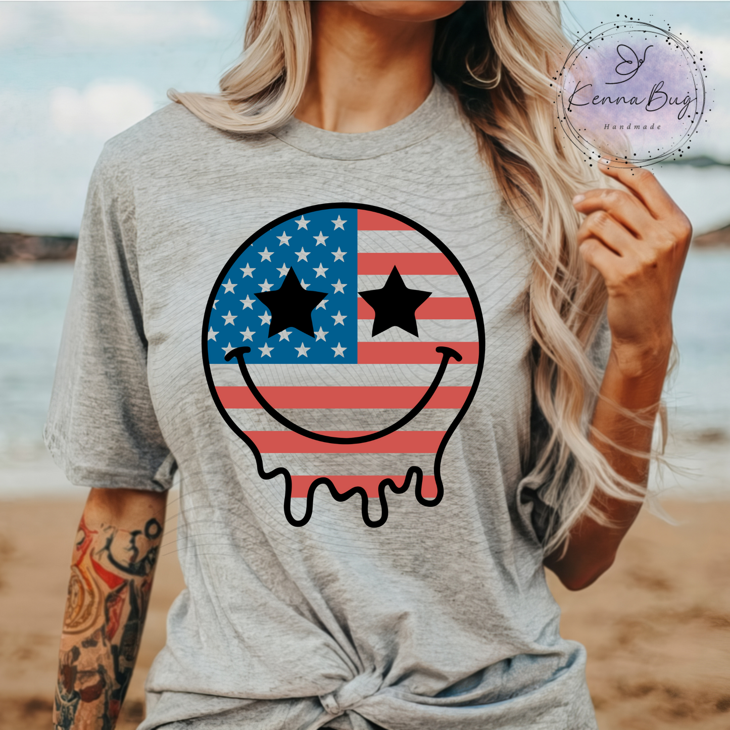 America, Retro Look, Smiley Face, 4th Of July, Patriotic, DTF Transfer, Ready to Press, Shirt Transfer, Heat Transfer, Direct to film Transfer