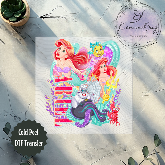 Mermaid Princess, Cartoon, Movie, DTF Transfer, Ready to Press, Shirt Transfer, Heat Transfer, Direct to film Transfer