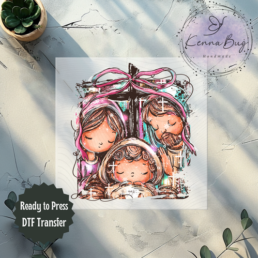 Baby Jesus, Cross, DTF Transfer, Ready to Press, Shirt Transfer, Heat Transfer, Direct to film Transfer