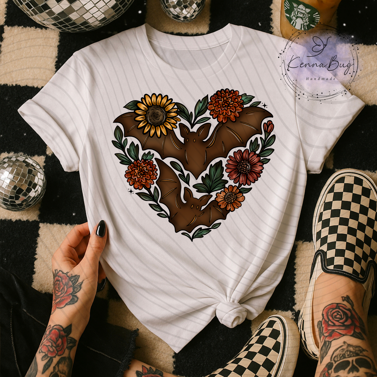 Floral Bat Heart, Halloween, Spooky, DTF Transfer, Ready to Press, Shirt Transfer, Heat Transfer, Direct to film Transfer
