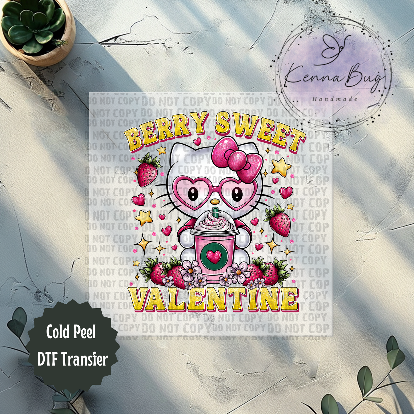 Berry Sweet Kitty Valentine, Valentines Day, DTF Transfer, Ready to Press, Shirt Transfer, Heat Transfer, Direct to film Transfer