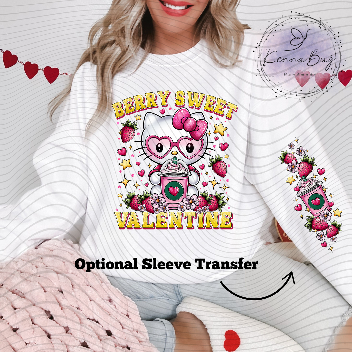 Berry Sweet Kitty Valentine, Valentines Day, DTF Transfer, Ready to Press, Shirt Transfer, Heat Transfer, Direct to film Transfer