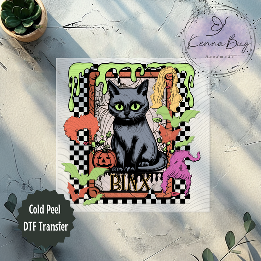 Halloween Black Cat, Binx, Witches Cat, DTF Transfer, Ready to Press, Shirt Transfer, Heat Transfer, Direct to film Transfer