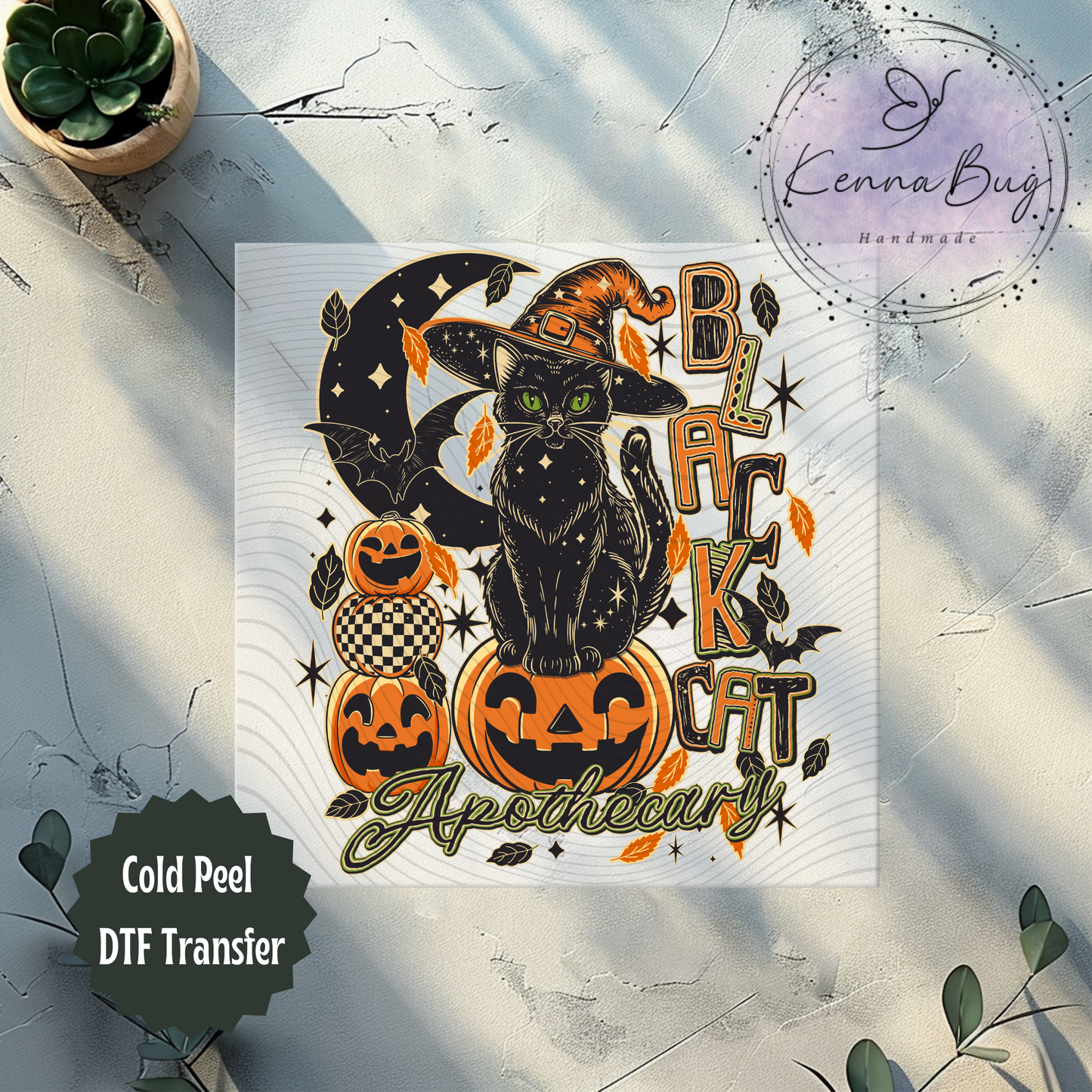 Black Cat Apothecary, Halloween, Pumpkins, DTF Transfer, Ready to Press, Shirt Transfer, Heat Transfer, Direct to film Transfer