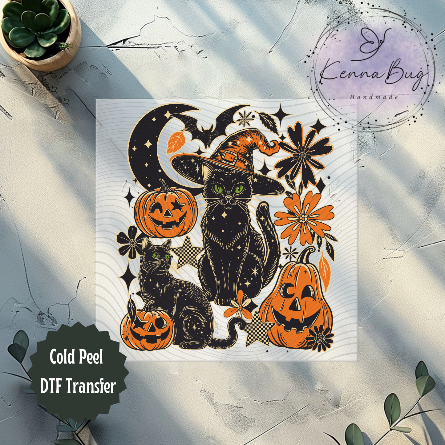 Black Cats, Halloween, Pumpkins, DTF Transfer, Ready to Press, Shirt Transfer, Heat Transfer, Direct to film Transfer