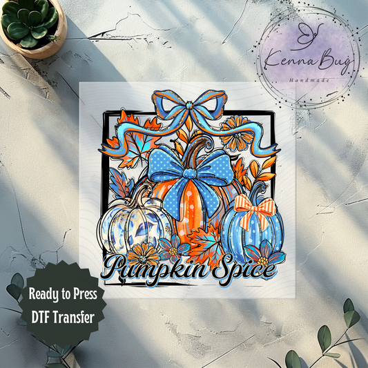 Blue Pumpkin Spice, Fall, DTF Transfer, Ready to Press, Shirt Transfer, Heat Transfer, Direct to film Transfer