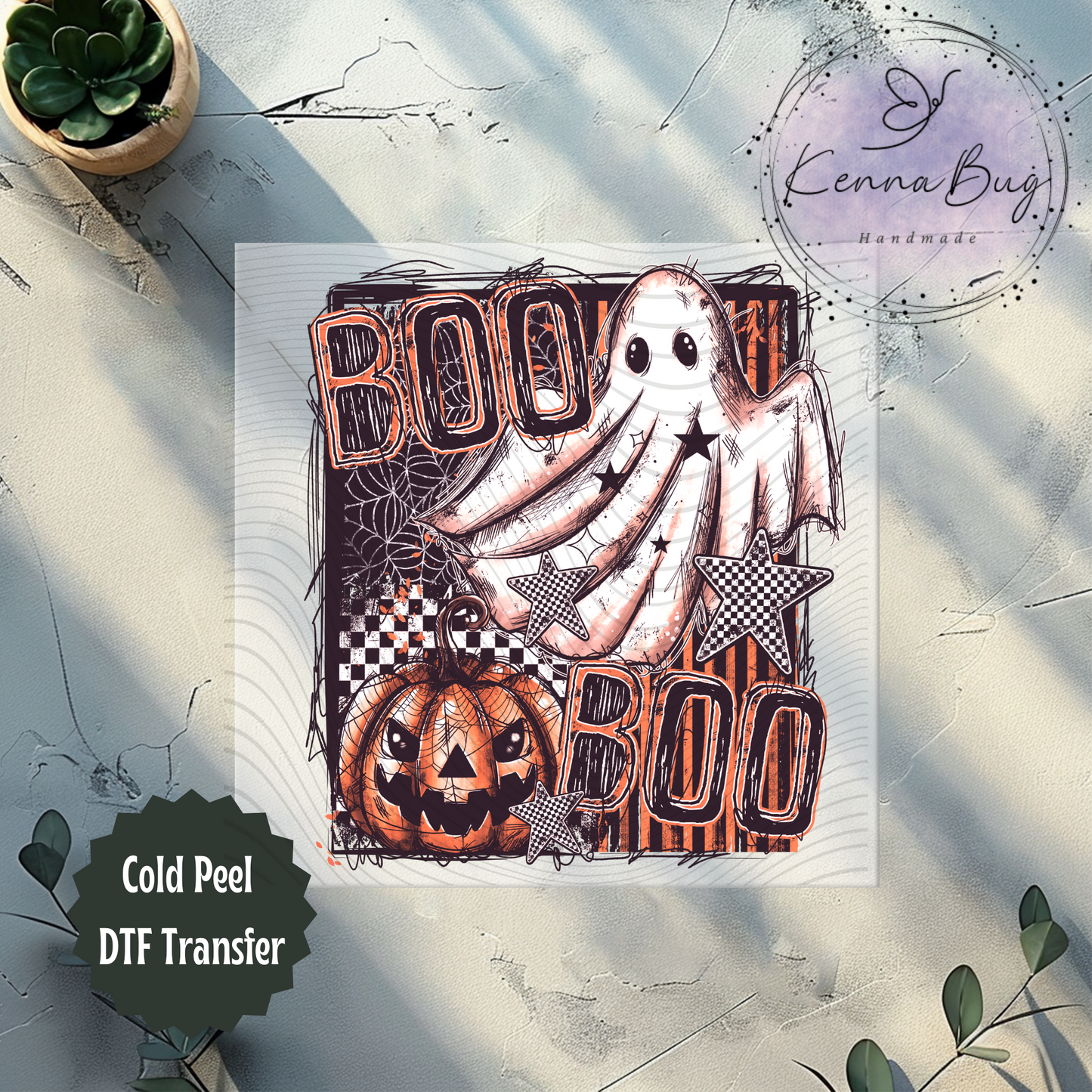 Checkered Boo, Spider Web, Ghost, Halloween, Pumpkins, Light, DTF Transfer, Ready to Press, Shirt Transfer, Heat Transfer, Direct to film Transfer