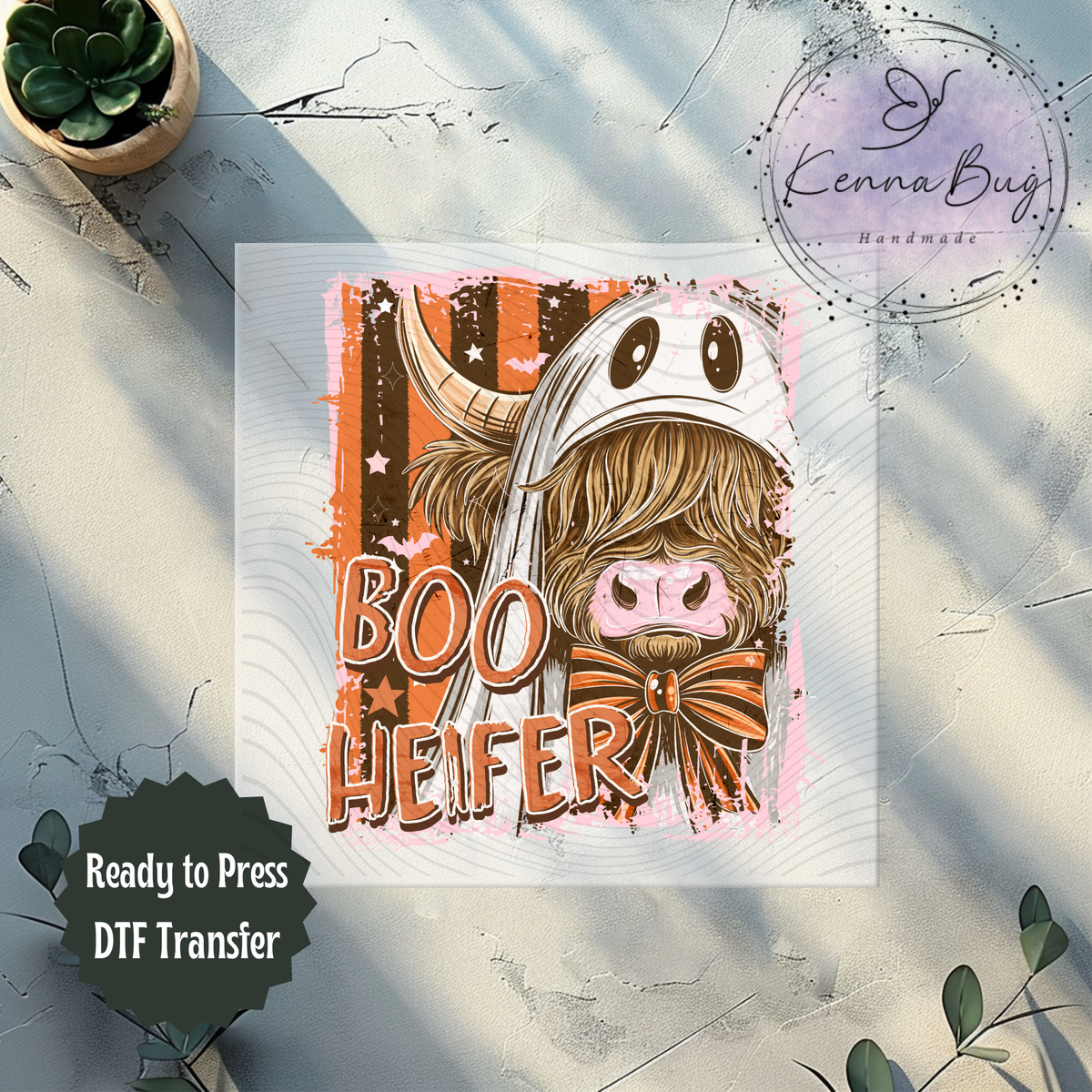 Boo Heifer, Highland Cow, Halloween, DTF Transfer, Ready to Press, Shirt Transfer, Heat Transfer, Direct to film Transfer