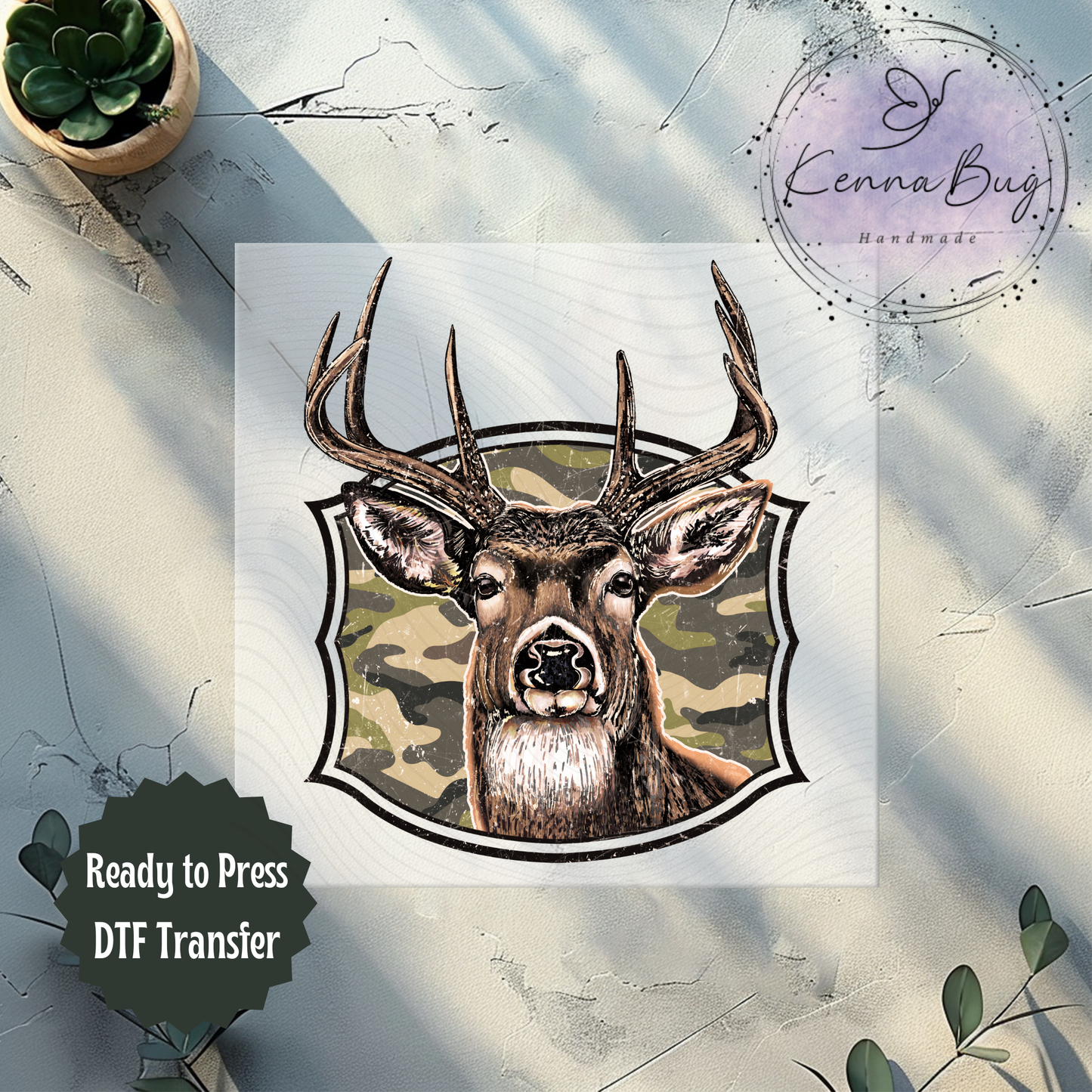 Buck, Camo, Deer, Hunting, Wildlife, DTF Transfer, Ready to Press, Shirt Transfer, Heat Transfer, Direct to film Transfer