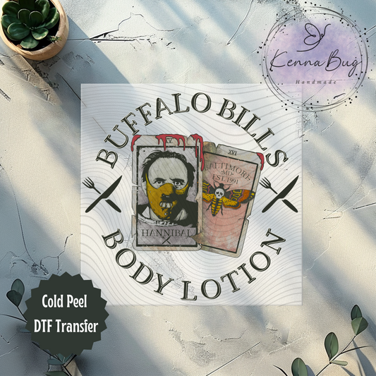 Buffalo Bills Body Lotion, Horror Movie, DTF Transfer, Ready to Press, Shirt Transfer, Heat Transfer, Direct to film Transfer