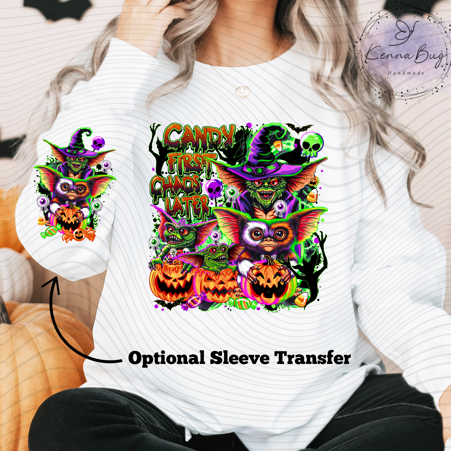 Candy First, Chaos Later, Halloween, Gremlins, DTF Transfer, Ready to Press, Shirt Transfer, Heat Transfer, Direct to film Transfer